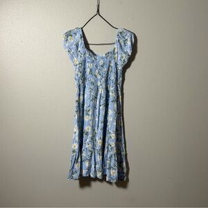 Children’s Place Kids Girl Floral Blue Dress‎ Short Sleeves Smocked size 16 XXL